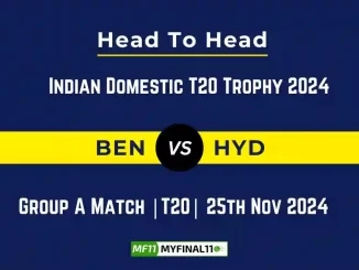 BEN vs HYD Player Battle, Head to Head Team Stats, Team Record - Indian Domestic T20 Trophy 2024