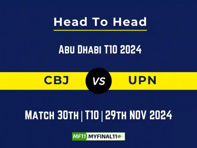 CBJ vs UPN Player Battle, Head to Head Team Stats, Team Record - Abu Dhabi T10 2024