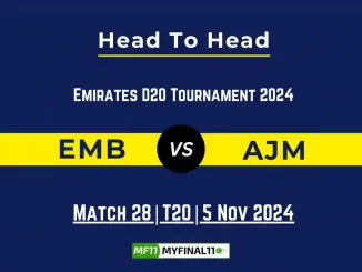 EMB vs AJM Player Battle, Head to Head Team Stats, Player Record