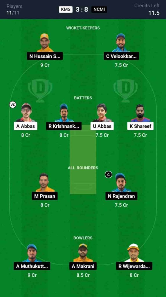 KMS vs NCMI Dream11 Prediction Today: Match 27 | Kuwait Elite T20 Cup 2024