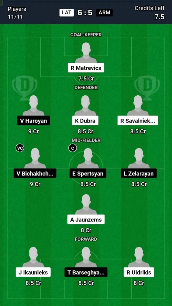 LAT vs ARM Dream11 Prediction Today Football Match -