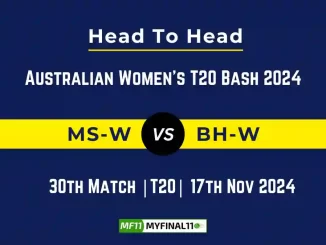 MS-W vs BH-W Player Battle, Head to Head Team Stats, Team Record - Australian Women's T20 Bash 2024