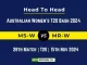 MS-W vs MR-W Player Battle, Head to Head Team Stats, Team Record - Australian Women's T20 Bash 2024