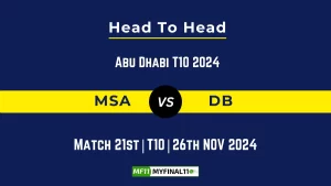 MSA vs DB Player Battle, Head to Head Team Stats, Team Record - Abu Dhabi T10 2024