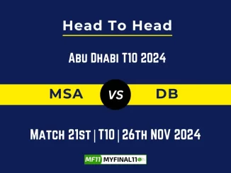 MSA vs DB Player Battle, Head to Head Team Stats, Team Record - Abu Dhabi T10 2024