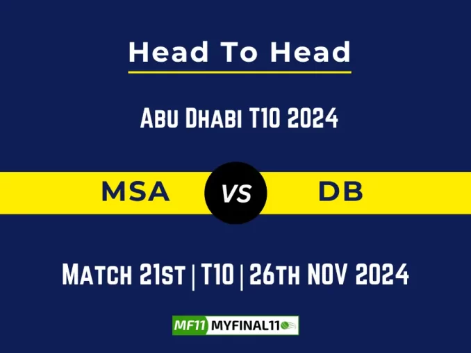 MSA vs DB Player Battle, Head to Head Team Stats, Team Record - Abu Dhabi T10 2024