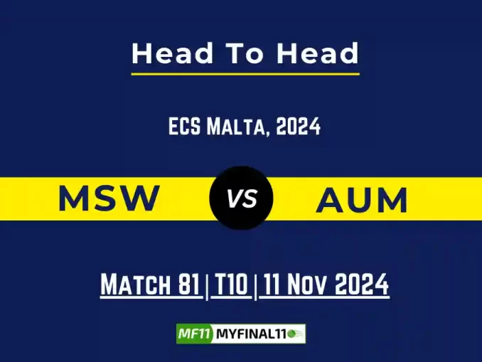 MSW vs AUM Player Battle, Head to Head Team Stats, Player Record