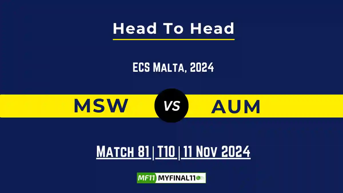 MSW vs AUM Player Battle, Head to Head Team Stats, Player Record