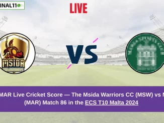 MSW vs MAR Live Score: Scorecard, Ball by Ball Commentary - Match 86, ECS T10 Malta 2024