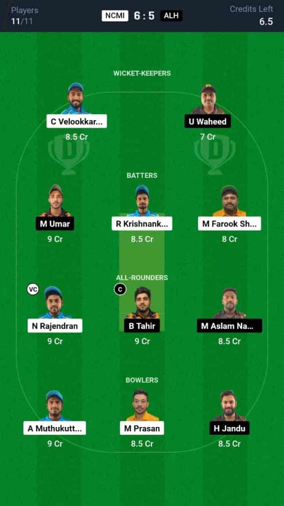 NCMI vs ALH Dream11 Prediction Today Match 2 | KCC T20 Elite Championship 2024