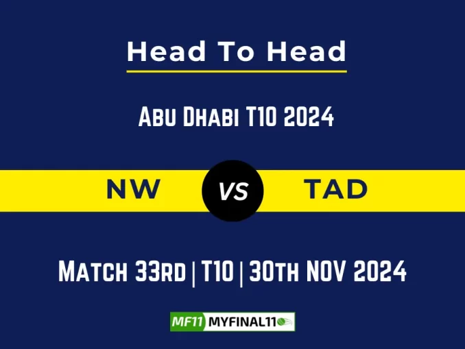 NW vs TAD Player Battle, Head to Head Team Stats, Team Record - Abu Dhabi T10 2024