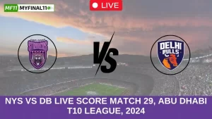 NYS vs DB Live Score Match 29, Abu Dhabi T10 League, 2024