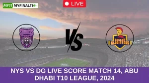 NYS vs DG Live Score Match 14, Abu Dhabi T10 League, 2024