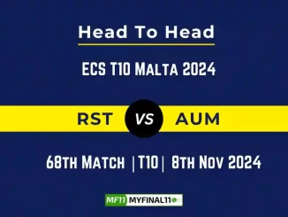 RST vs AUM Player Battle, Head to Head Team Stats, Team Record - ECS T10 Malta 2024