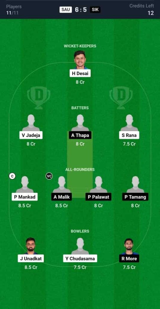 SAU vs SIK Dream11 Prediction Today Group B Pitch Report, Playing11 and Stats  Indian Domestic T20 Trophy 2024