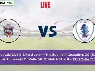 SOC vs AUM Live Score: Scorecard, Ball by Ball Commentary - Match 61, ECS T10 Malta 2024