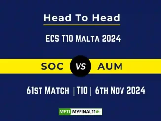 SOC vs AUM Player Battle, Head to Head Team Stats, Team Record - ECS T10 Malta 2024