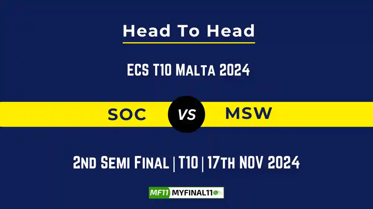 SOC vs MSW Player Battle, Head to Head Team Stats, Team Record