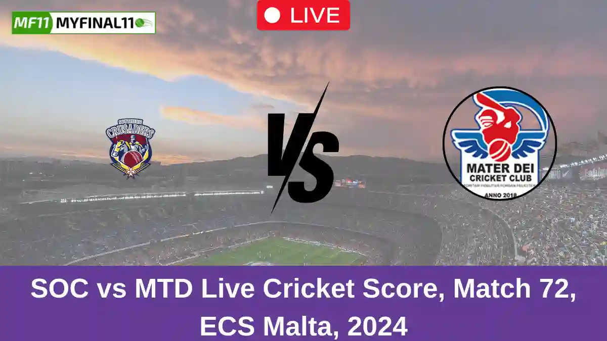 SOC vs MTD Live Cricket Score, Match 72, ECS Malta, 2024