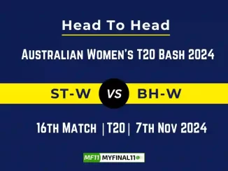 ST-W vs BH-W Player Battle, Head to Head Team Stats, Team Record - Australian Women’s T20 Bash 2024