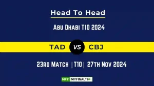 TAD vs CBJ Player Battle, Head to Head Team Stats, Team Record - Abu Dhabi T10 2024