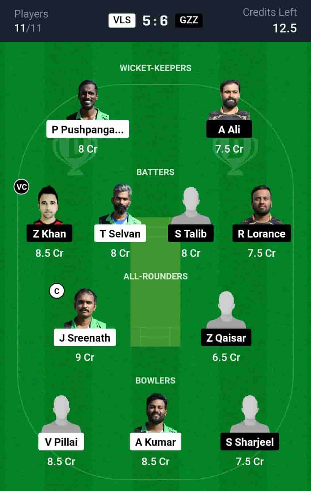 VLS vs GZZ Dream11 Prediction-min