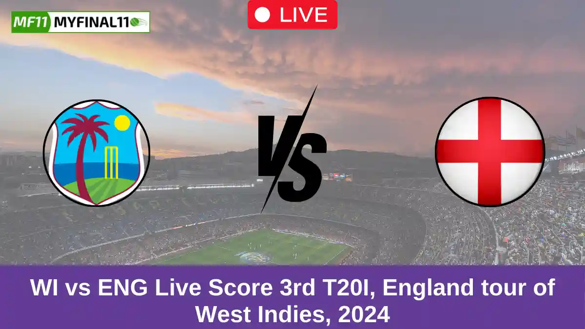 WI vs ENG Live Score 3rd T20I, England tour of West Indies, 2024