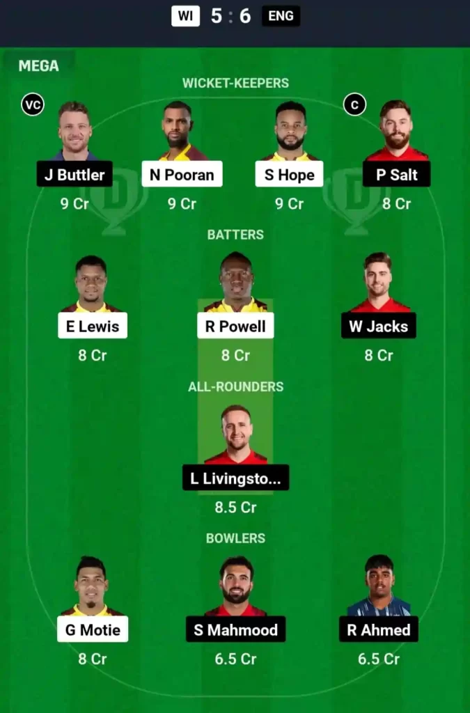 WI vs ENG Dream11 Prediction Today: 5th T20I Pitch Report, Playing11 and Stats | England tour of West Indies 2024