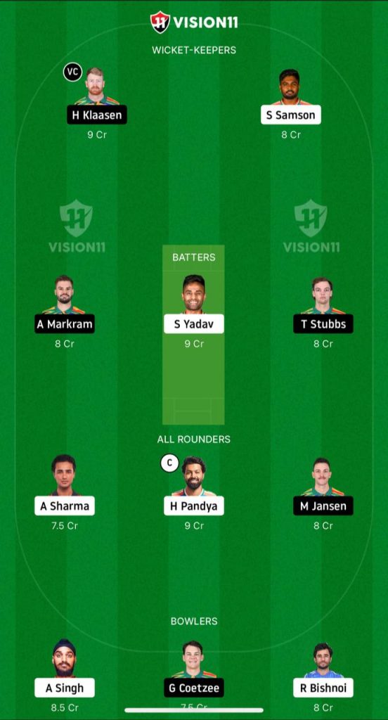 SA vs IND Dream11 Team - 1