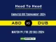 ABD vs DUB Player Battle, Head to Head Team Stats, Player Record