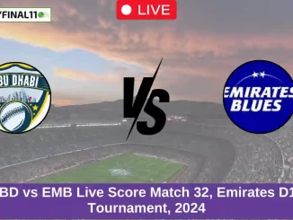 ABD vs EMB Live Score Match 32, Emirates D10 Tournament, 2024