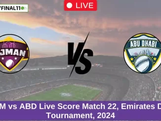 AJM vs ABD Live Score Match 22, Emirates D10 Tournament, 2024 (1)