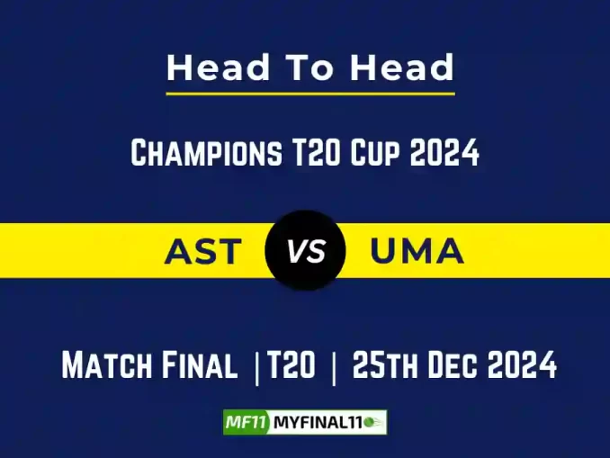 AST vs UMA Player Battle, Head to Head Team Stats, Team Record - Champions T20 Cup 2024