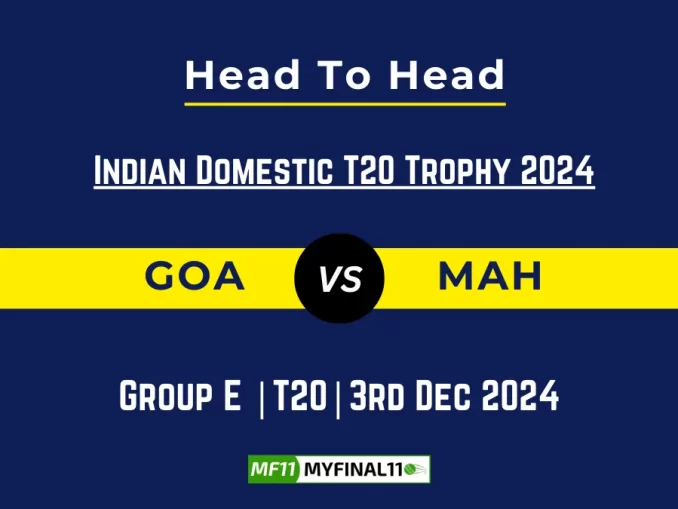 GOA vs MAH Player Battle, Head to Head Team Stats, Team Record - Indian Domestic T20 Trophy 2024