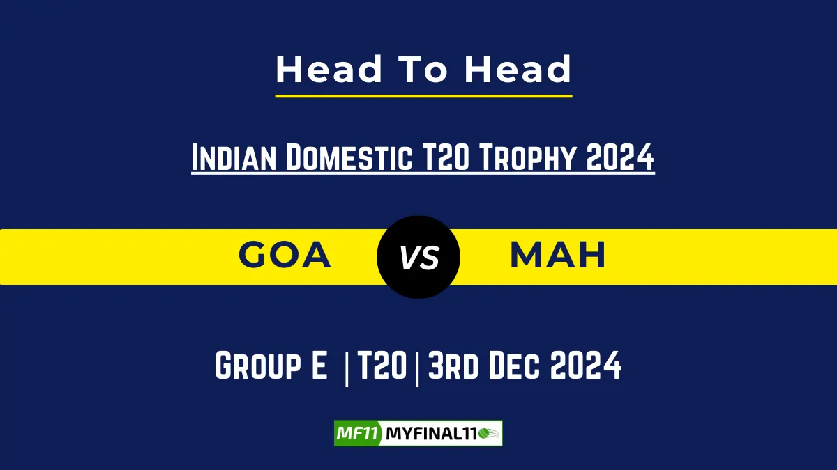 GOA vs MAH Player Battle, Head to Head Team Stats, Team Record - Indian Domestic T20 Trophy 2024