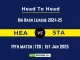 HEA vs STA Player Battle, Head to Head Team Stats, Team Record