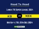 KB vs NEK Player Battle, Head to Head Team Stats, Team Record