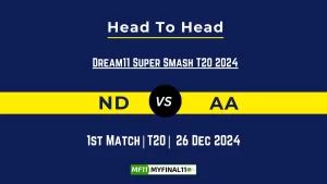 ND vs AA Player Battle, Head to Head Team Stats, Team Record - Dream11 Super Smash T20 2024