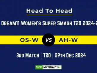 OS-W vs AH-W Player Battle, Head to Head Team Stats, Team Record - Dream11 Women's Super Smash T20 2024-25