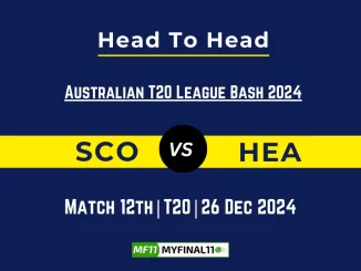 SCO vs HEA Player Battle, Head to Head Team Stats, Team Record - Australian T20 League Bash 2024