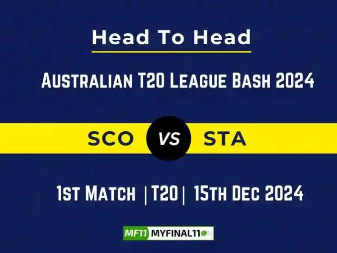 SCO vs STA Player Battle, Head to Head Team Stats, Team Record - Australian T20 League Bash 2024