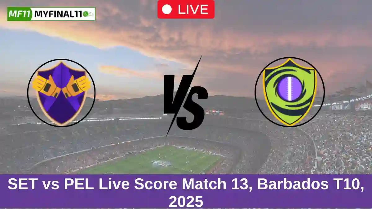 SET vs PEL Live Score Match 13, Barbados T10, 2025