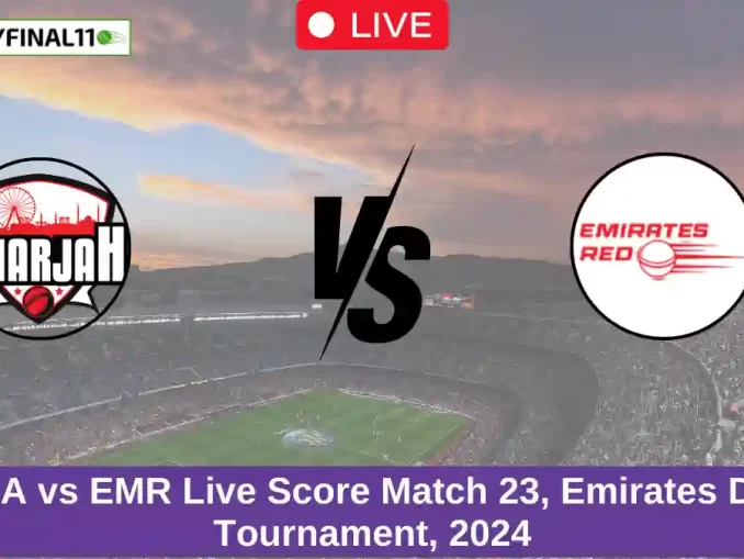 SHA vs EMR Live Score Match 23, Emirates D10 Tournament, 2024 (1)