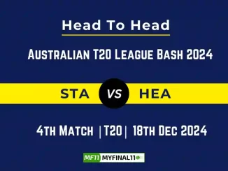 STA vs HEA Player Battle, Head to Head Team Stats, Team Record - Australian T20 League Bash 2024