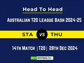 STA vs THU Player Battle, Head to Head Team Stats, Team Record - Australian T20 League Bash 2024-25