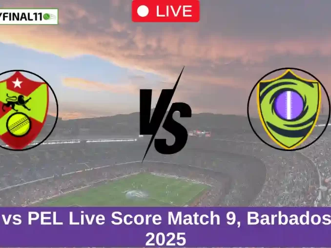 VOY vs PEL Live Score Match 9, Barbados T10, 2025