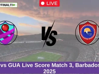 WAR vs GUA Live Score Match 3, Barbados T10, 2025