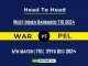 WAR vs PEL Player Battle, Head to Head Team Stats, Player Record