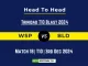 WSP vs BLD Player Battle, Head to Head Team Stats, Team Record