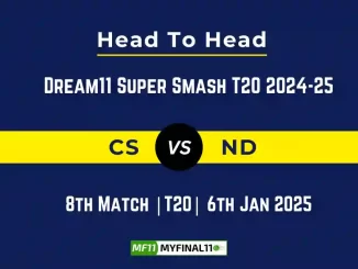 CS vs ND Player Battle, Head to Head Team Stats, Team Record – Dream11 Super Smash T20 2024-25